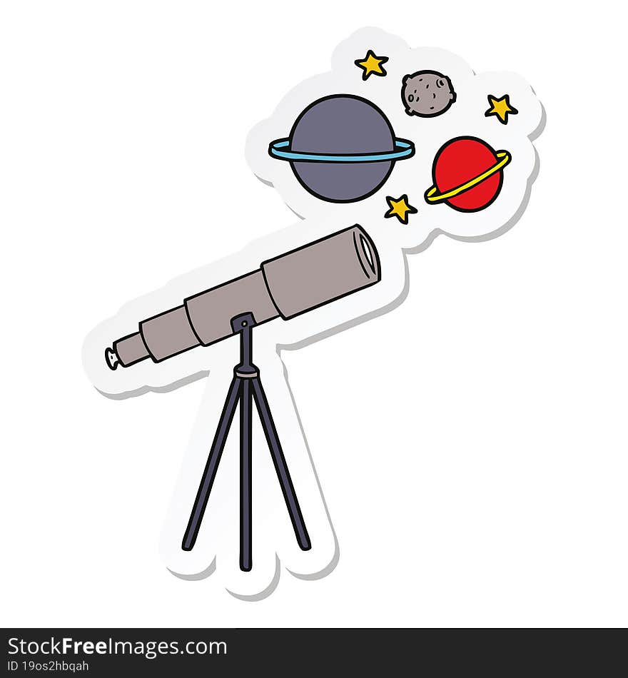 sticker of a cartoon telescope