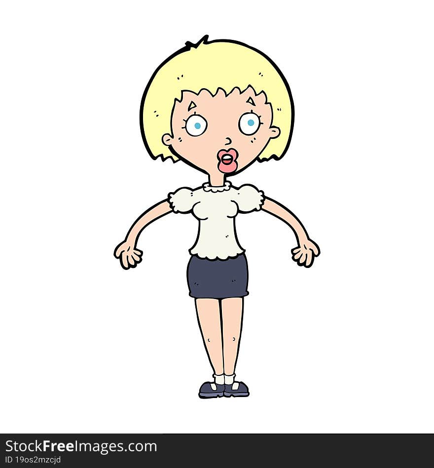 cartoon confused woman shrugging shoulders