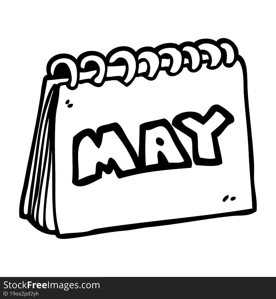 line drawing cartoon calendar showing month of may