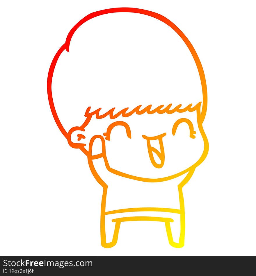 warm gradient line drawing happy cartoon boy