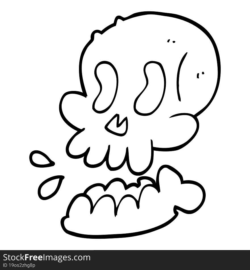 funny line drawing cartoon skull