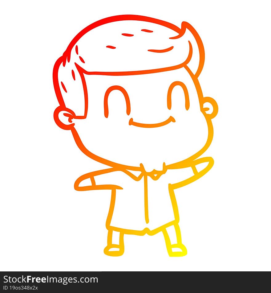 warm gradient line drawing of a cartoon friendly man