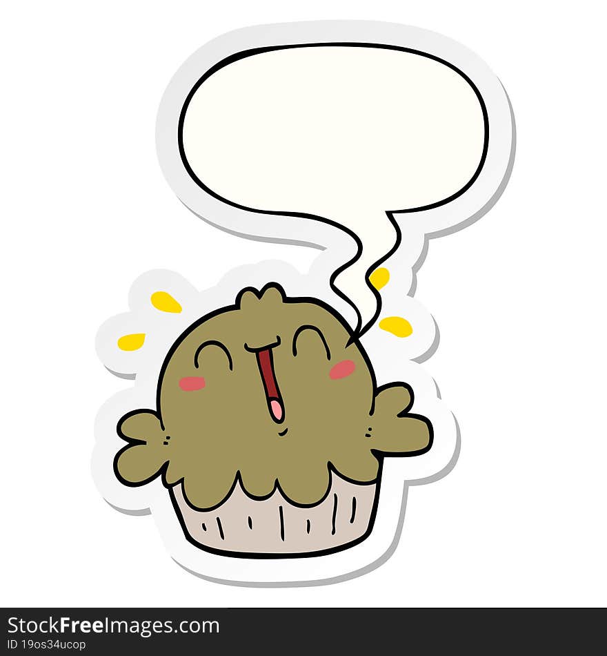 cute cartoon pie with speech bubble sticker. cute cartoon pie with speech bubble sticker