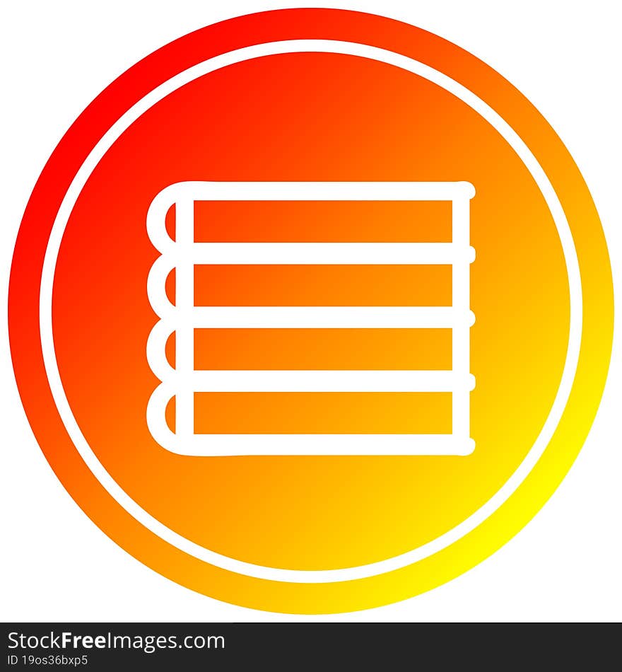 stack of books circular in hot gradient spectrum