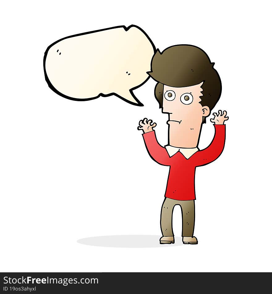 cartoon shocked man with speech bubble