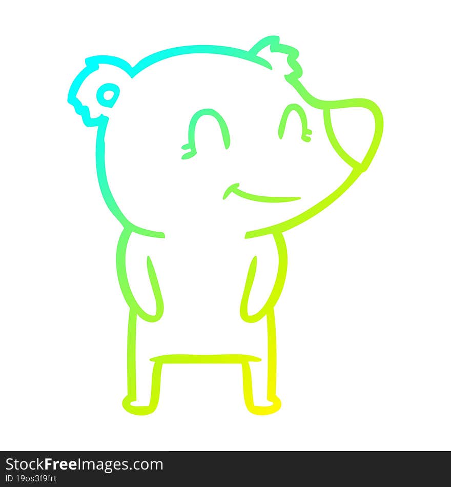 cold gradient line drawing friendly bear cartoon