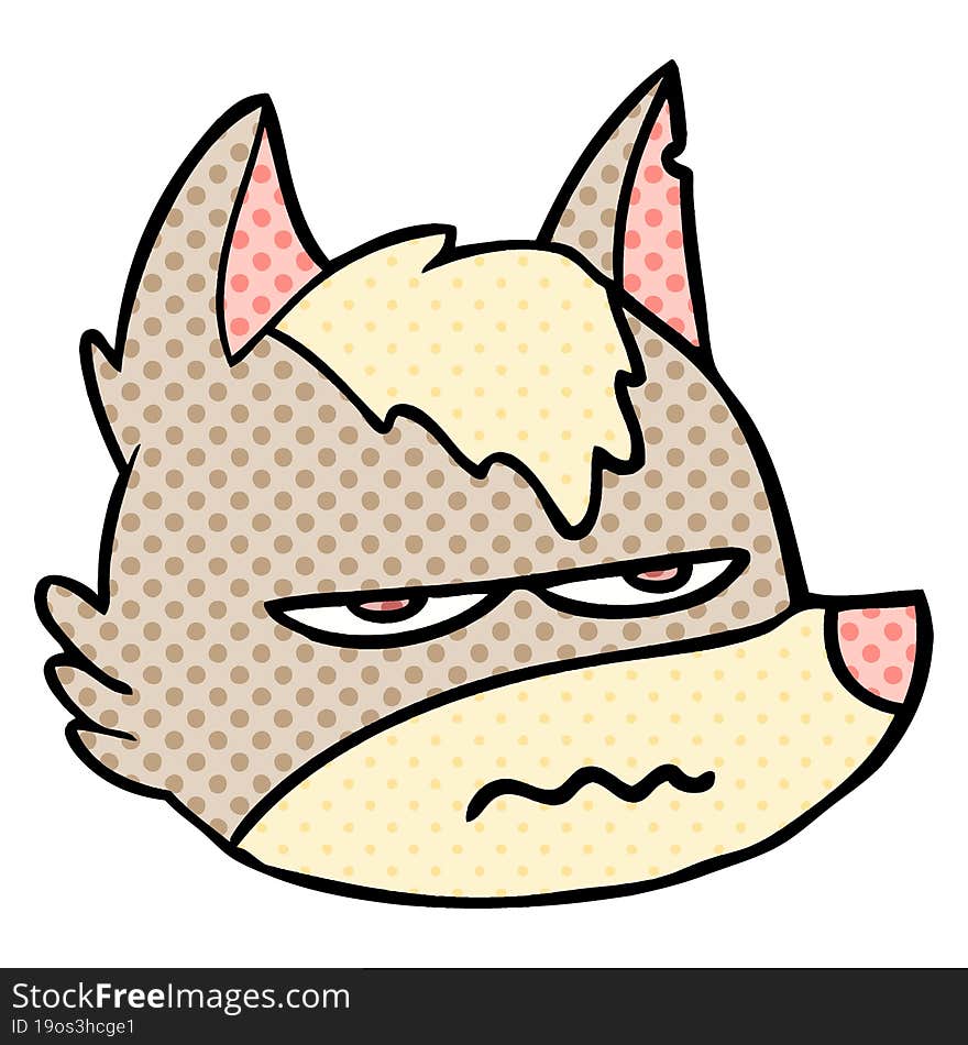 cartoon annoyed wolf face. cartoon annoyed wolf face