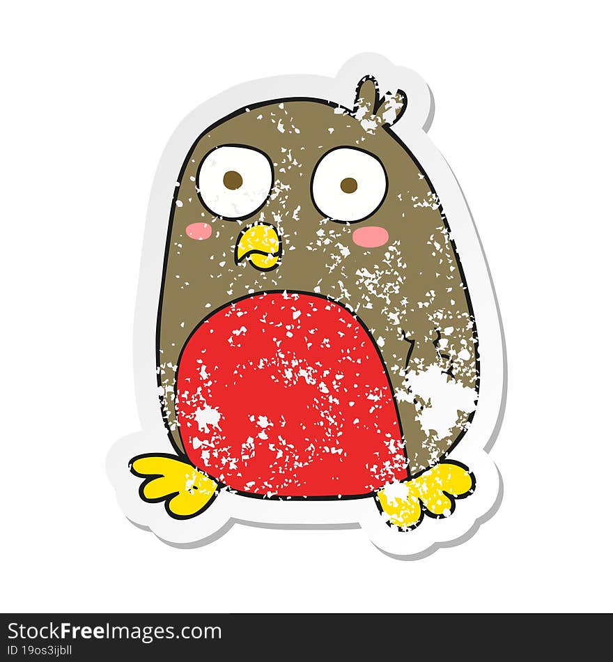 retro distressed sticker of a cartoon christmas robin