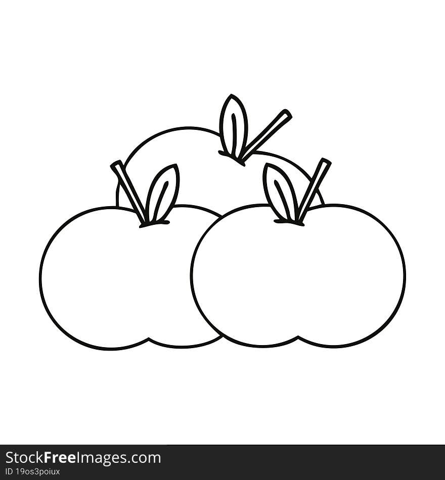 line drawing cartoon apples