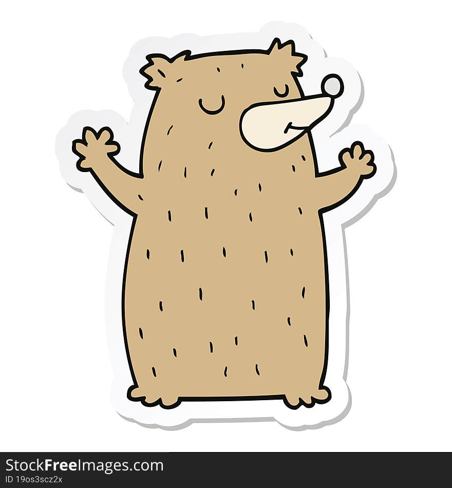 Sticker Of A Cartoon Bear