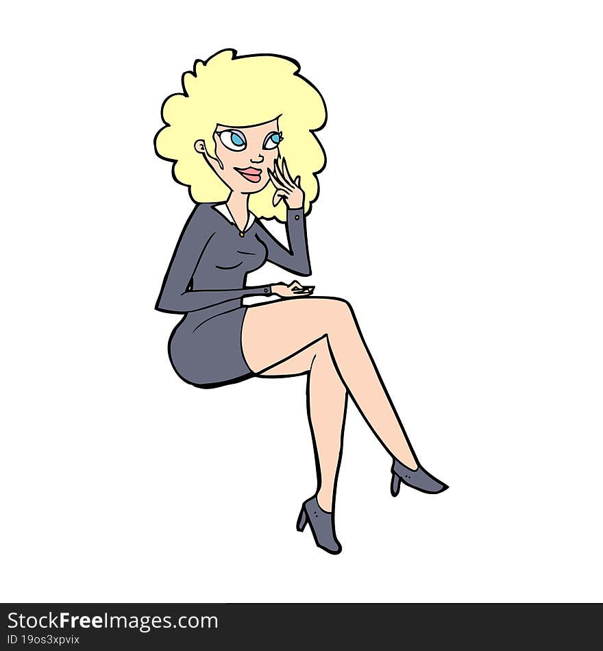 cartoon office woman sitting