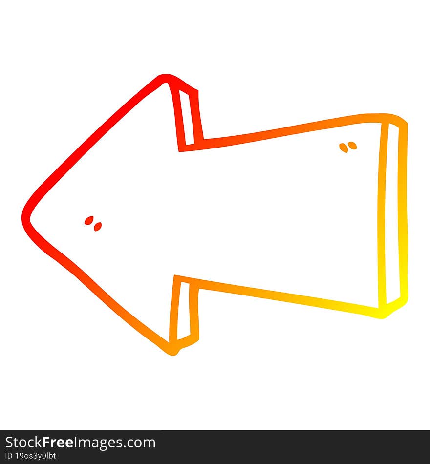 warm gradient line drawing cartoon pointing arrow