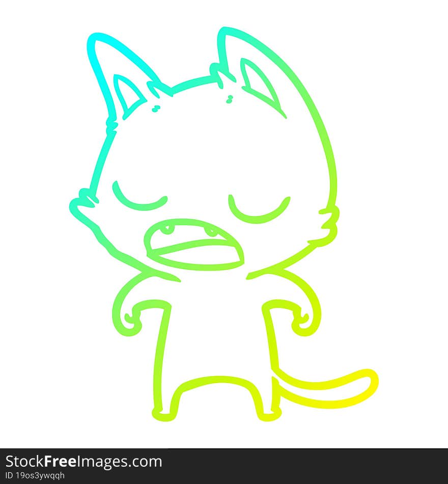 cold gradient line drawing talking cat cartoon