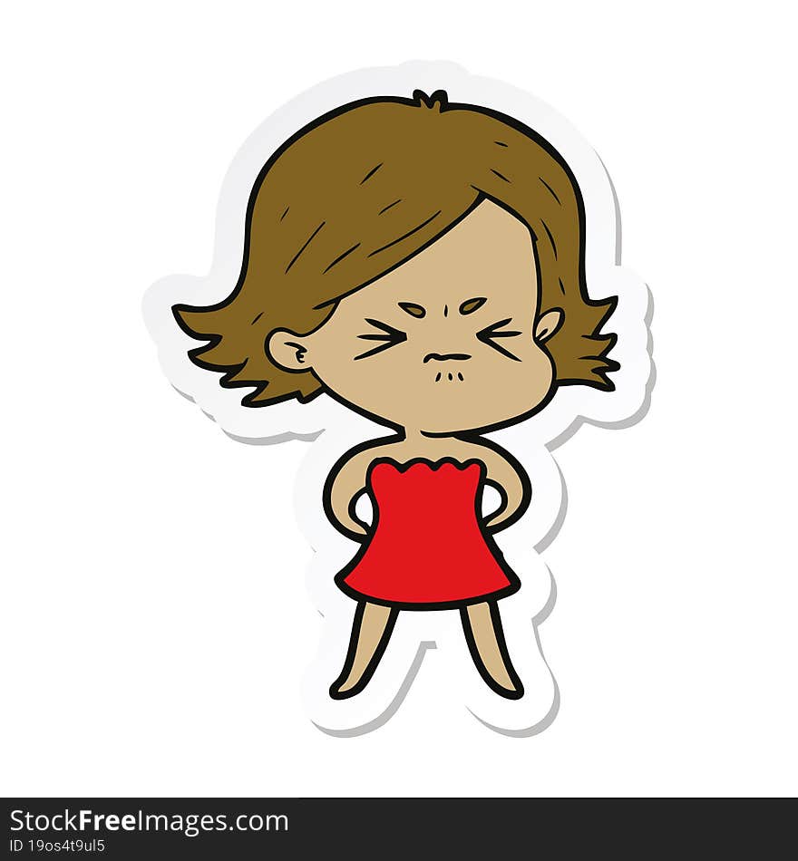 sticker of a cartoon angry woman