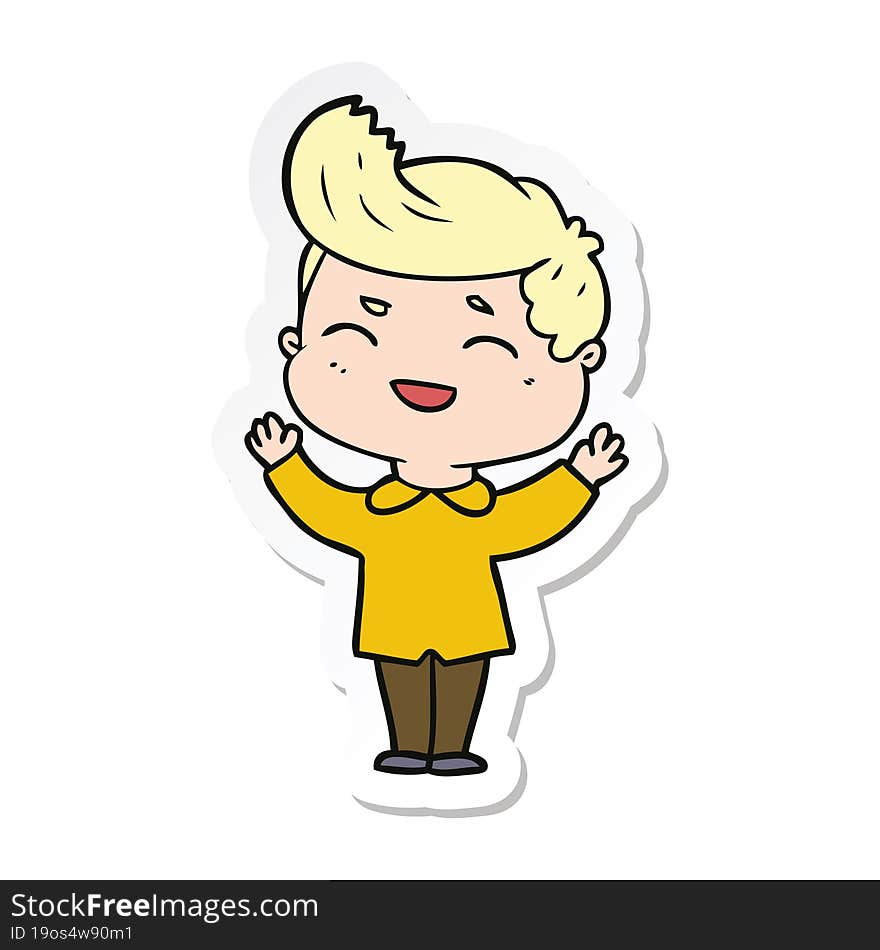 sticker of a cartoon man laughing