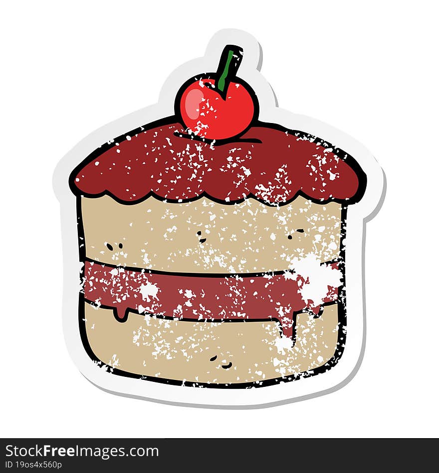 distressed sticker of a cartoon cake