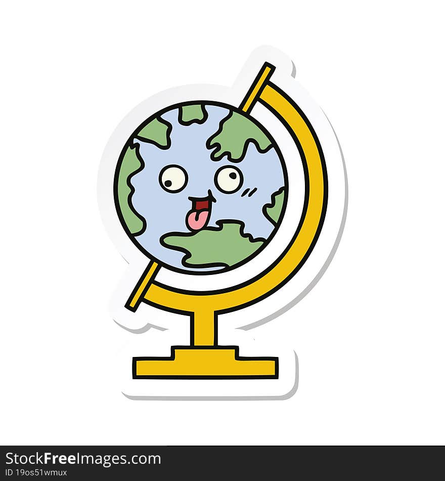 sticker of a cute cartoon globe of the world