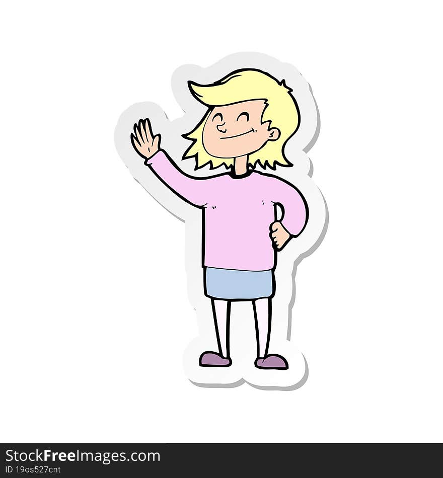 sticker of a cartoon woman