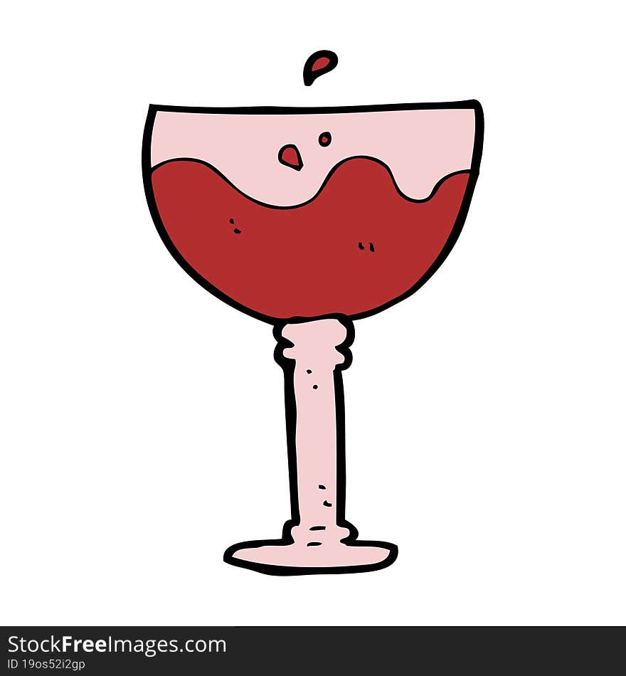 cartoon glass of red wine