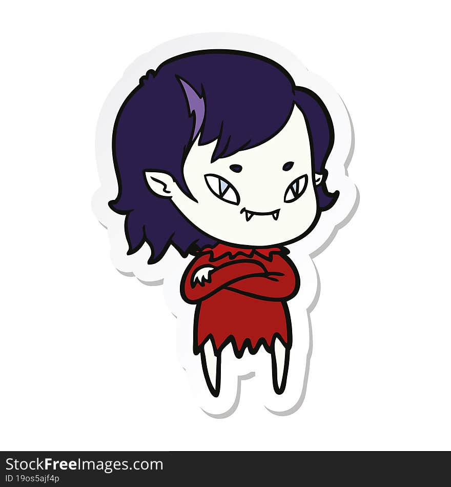 sticker of a cartoon friendly vampire girl