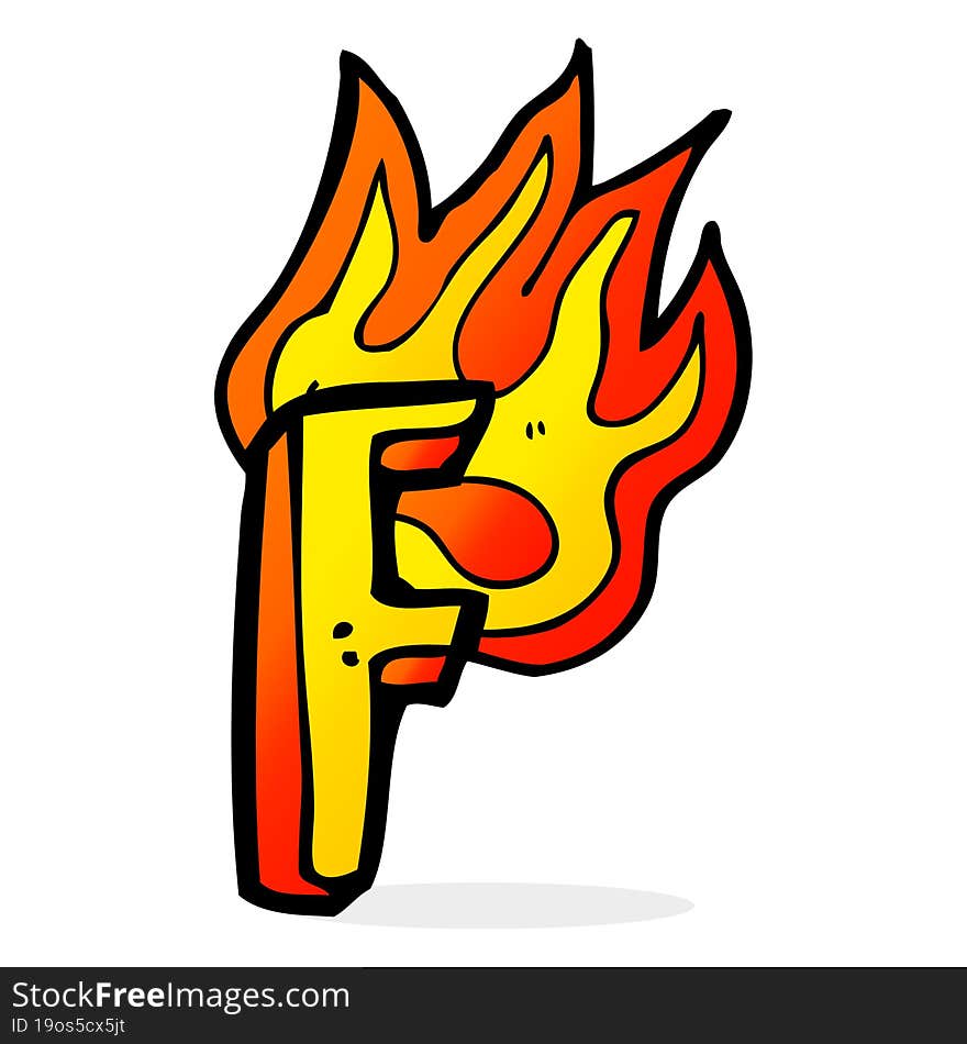 cartoon flaming letter