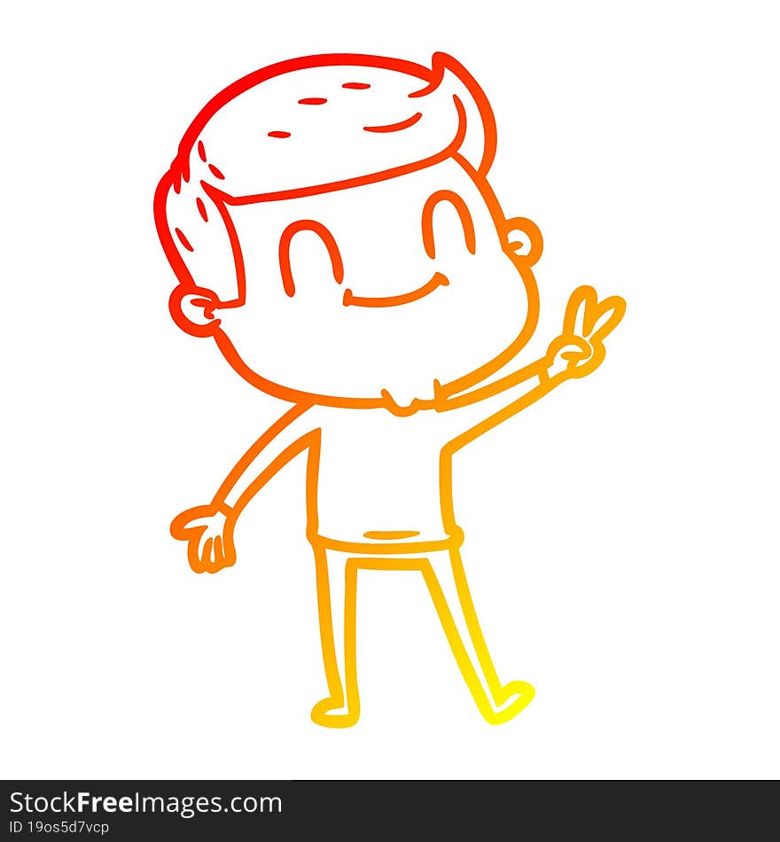 warm gradient line drawing cartoon friendly man