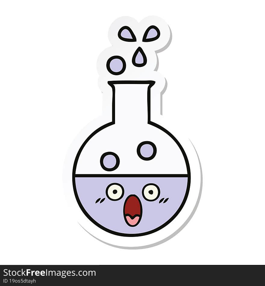 Sticker Of A Cute Cartoon Test Tube