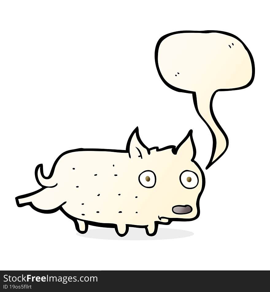 cartoon little dog cocking leg with speech bubble