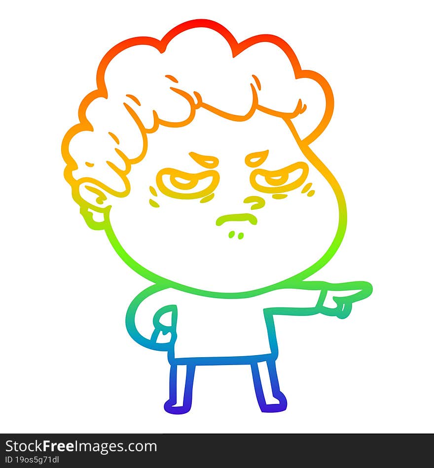 rainbow gradient line drawing cartoon angry man