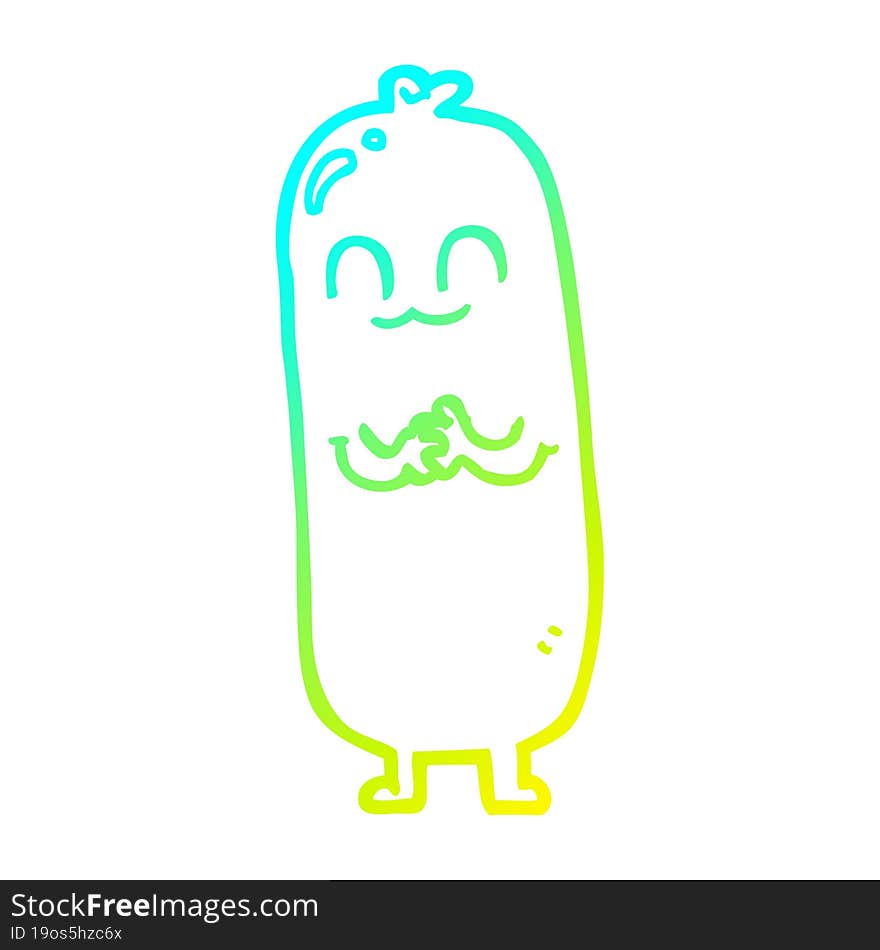 cold gradient line drawing of a cartoon sausage