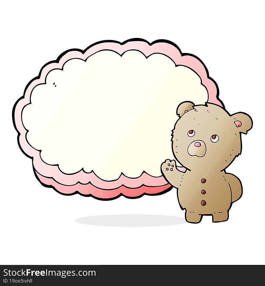 cartoon teddy bear with text space cloud