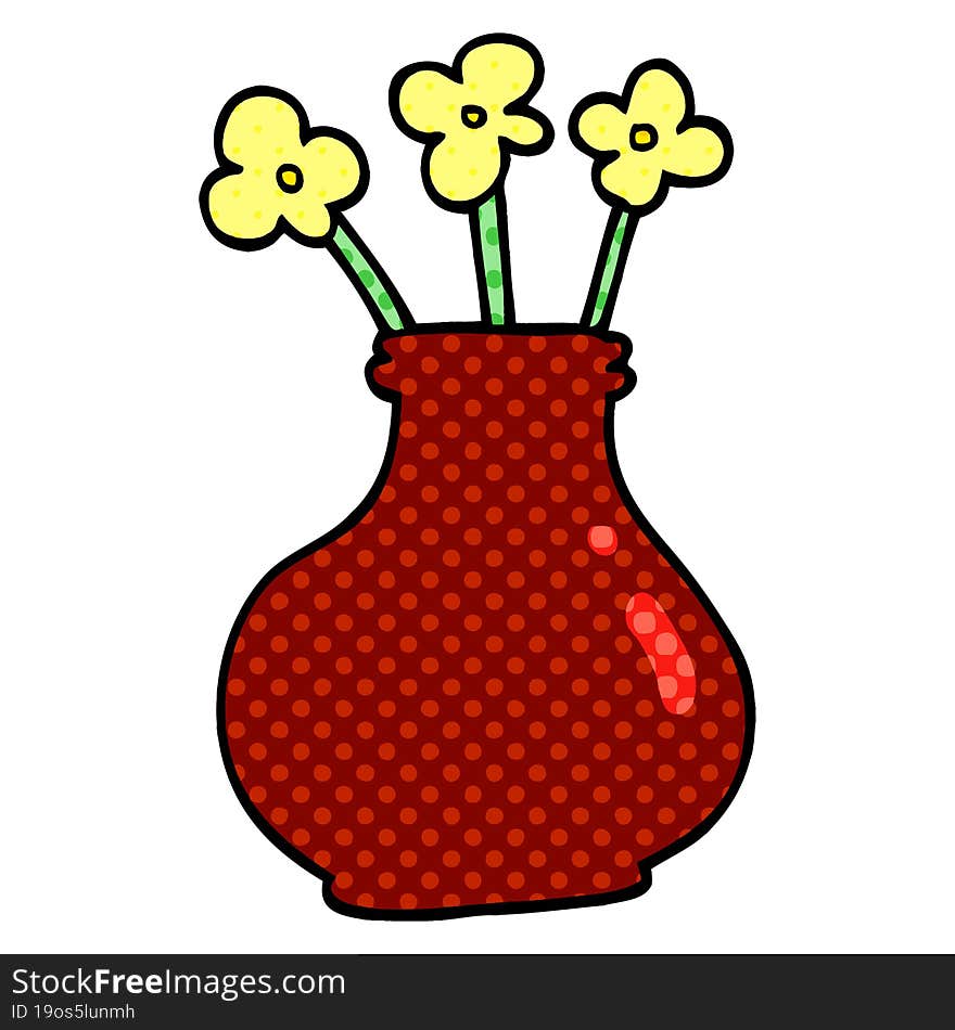 cartoon doodle flower vase