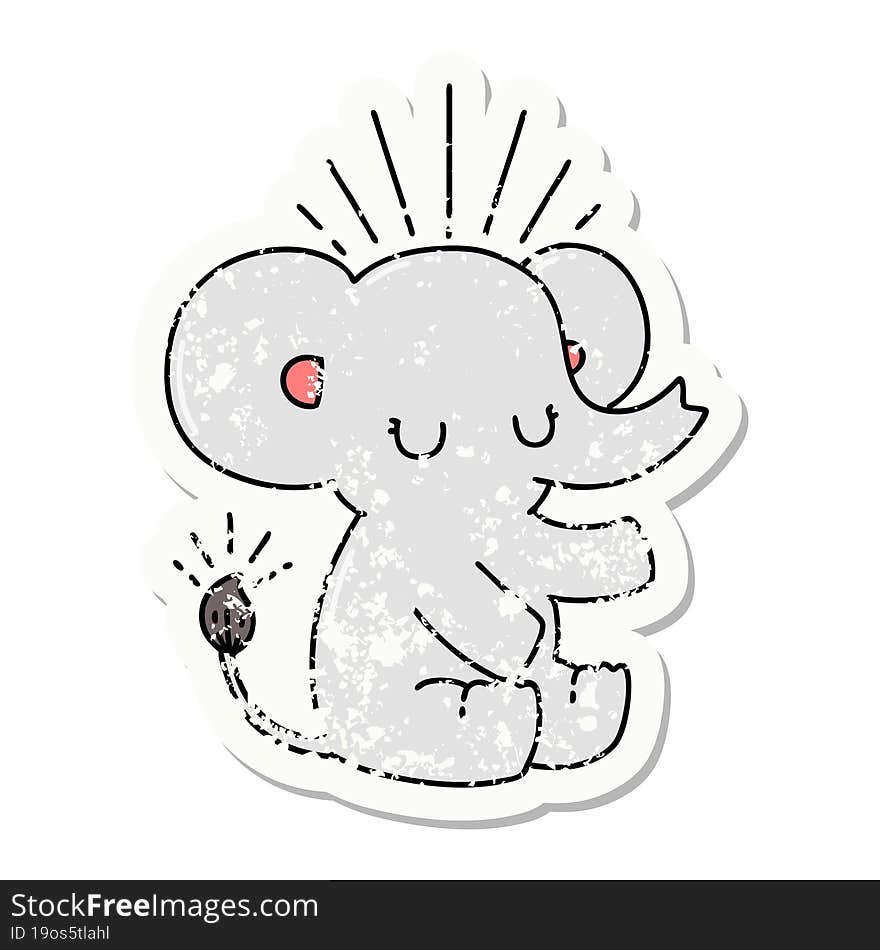 grunge sticker of tattoo style cute elephant