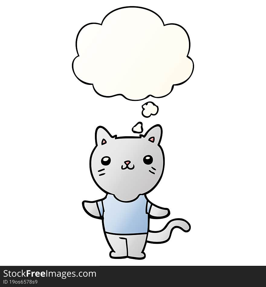 cartoon cat with thought bubble in smooth gradient style