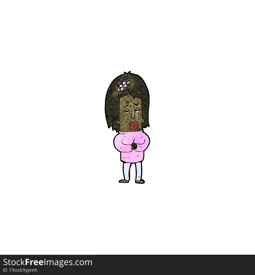 cartoon anxious woman