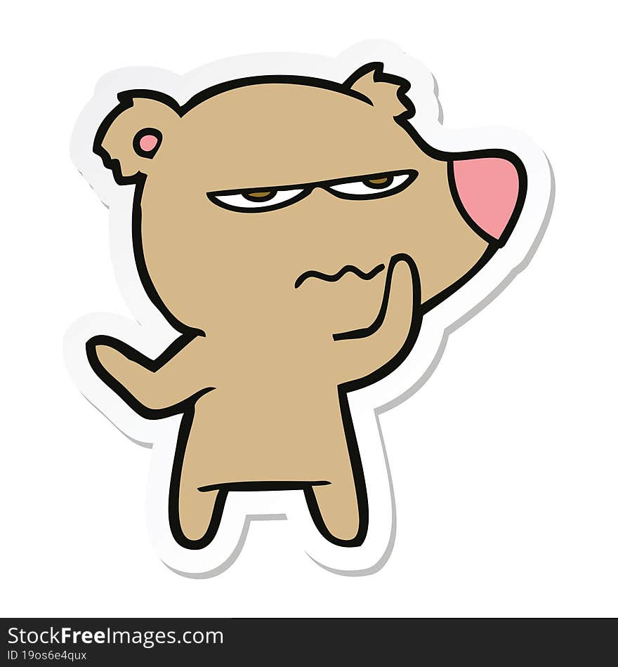 sticker of a angry bear cartoon