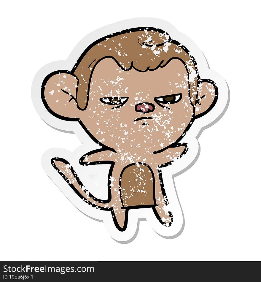 distressed sticker of a cartoon monkey