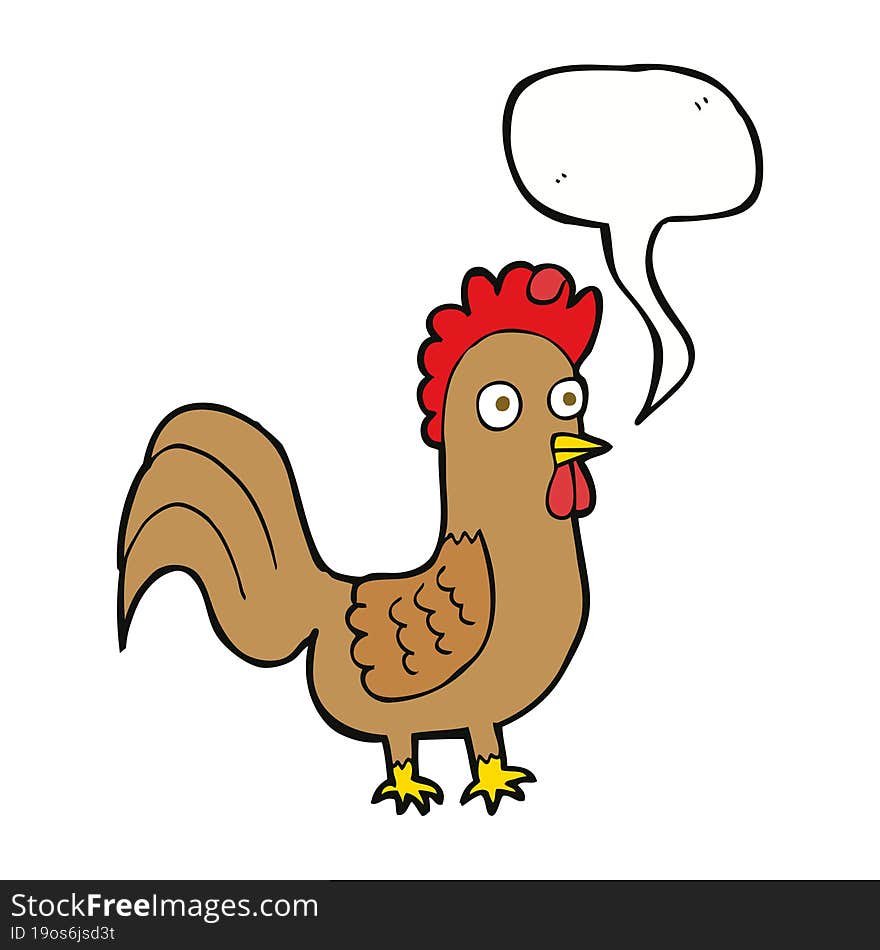 cartoon rooster with speech bubble