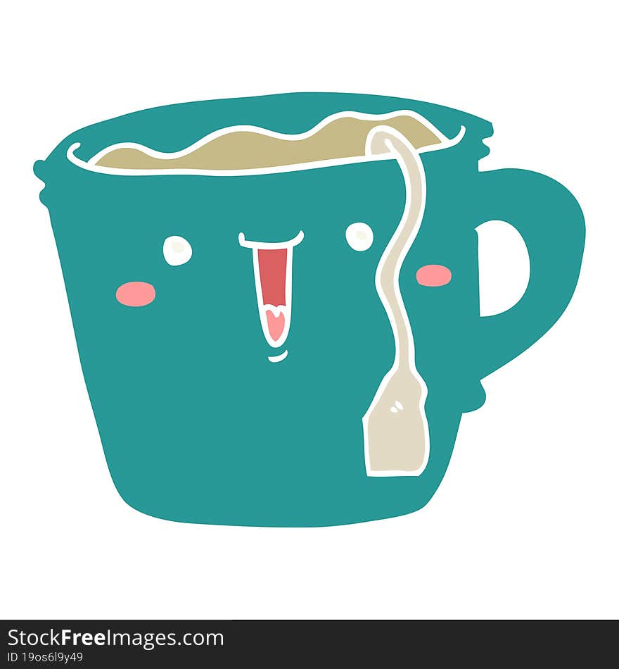 cute flat color style cartoon coffee cup