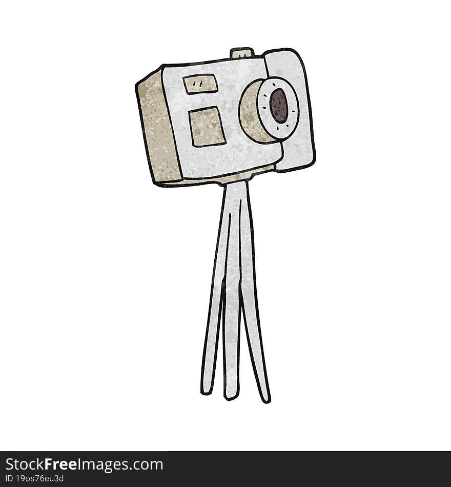 Textured Cartoon Camera On Tripod