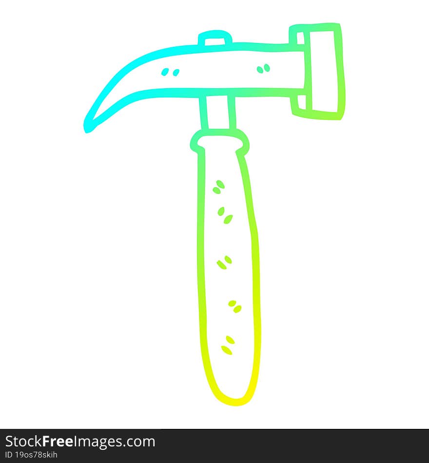 cold gradient line drawing cartoon hammer