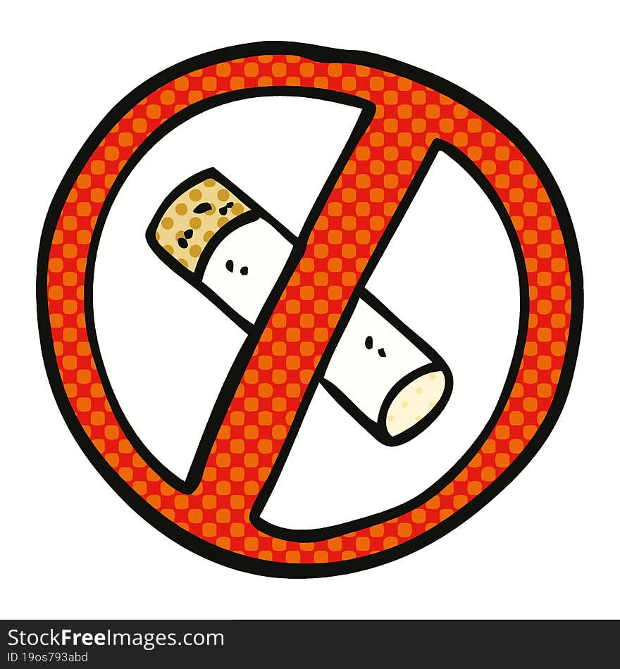 Comic Book Style Cartoon No Smoking Sign