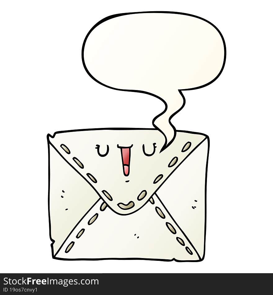 cartoon envelope with speech bubble in smooth gradient style