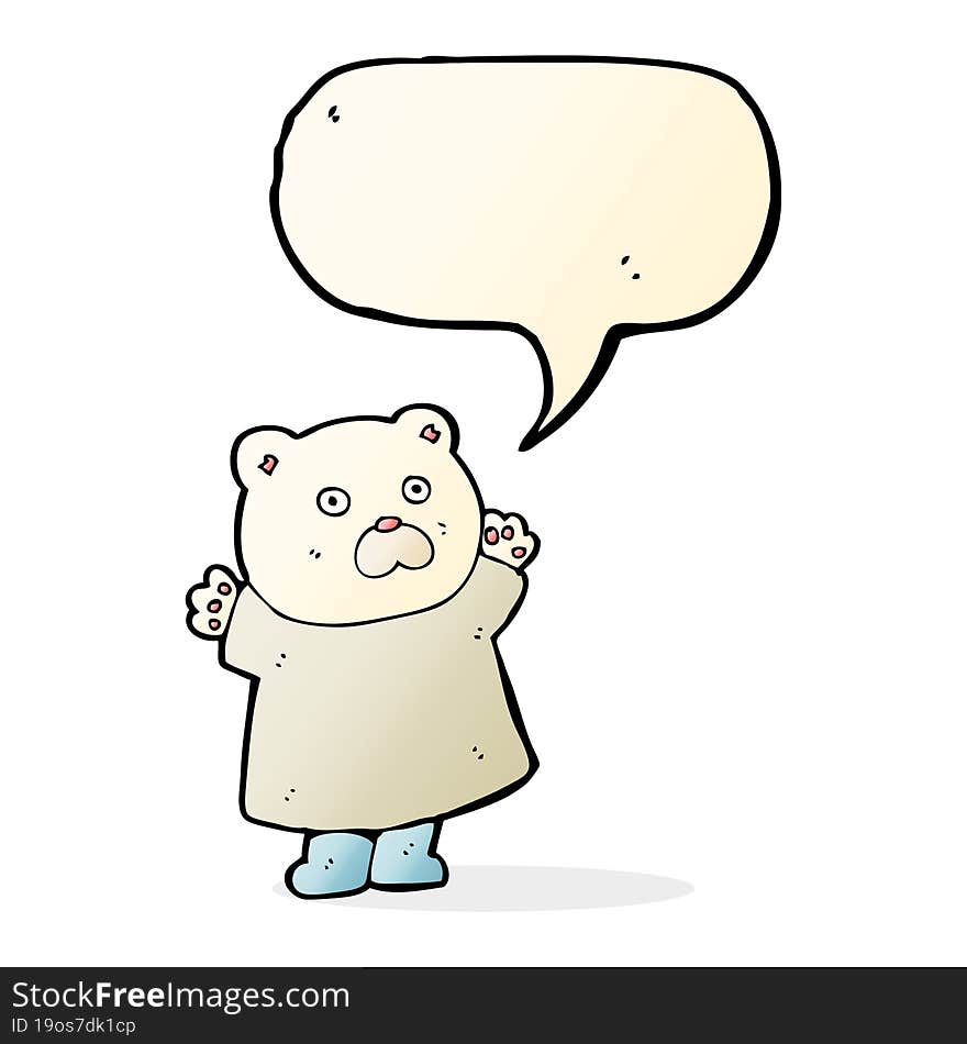 funny cartoon polar bear with speech bubble