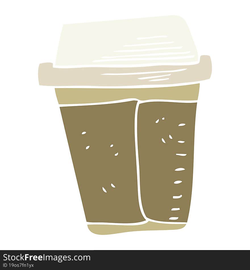 Flat Color Illustration Of A Cartoon Coffee