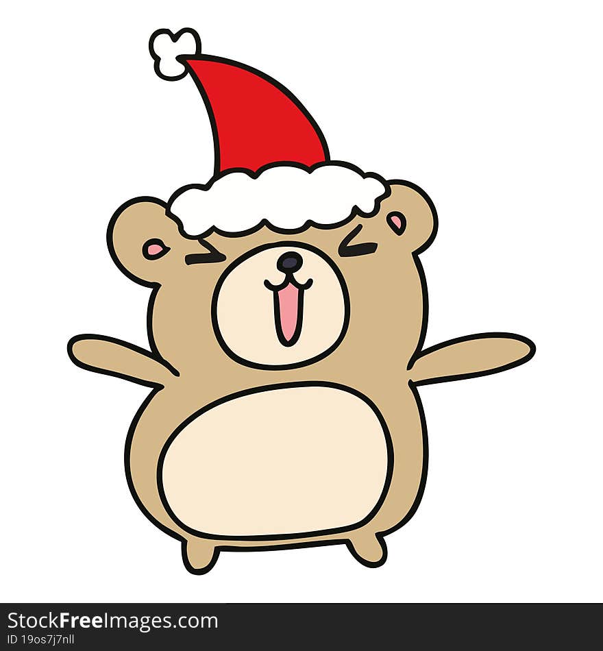 hand drawn christmas cartoon of kawaii bear