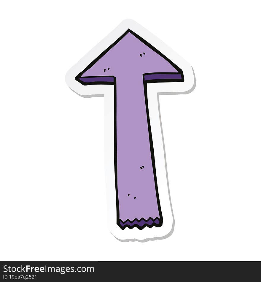 sticker of a cartoon pointing arrow