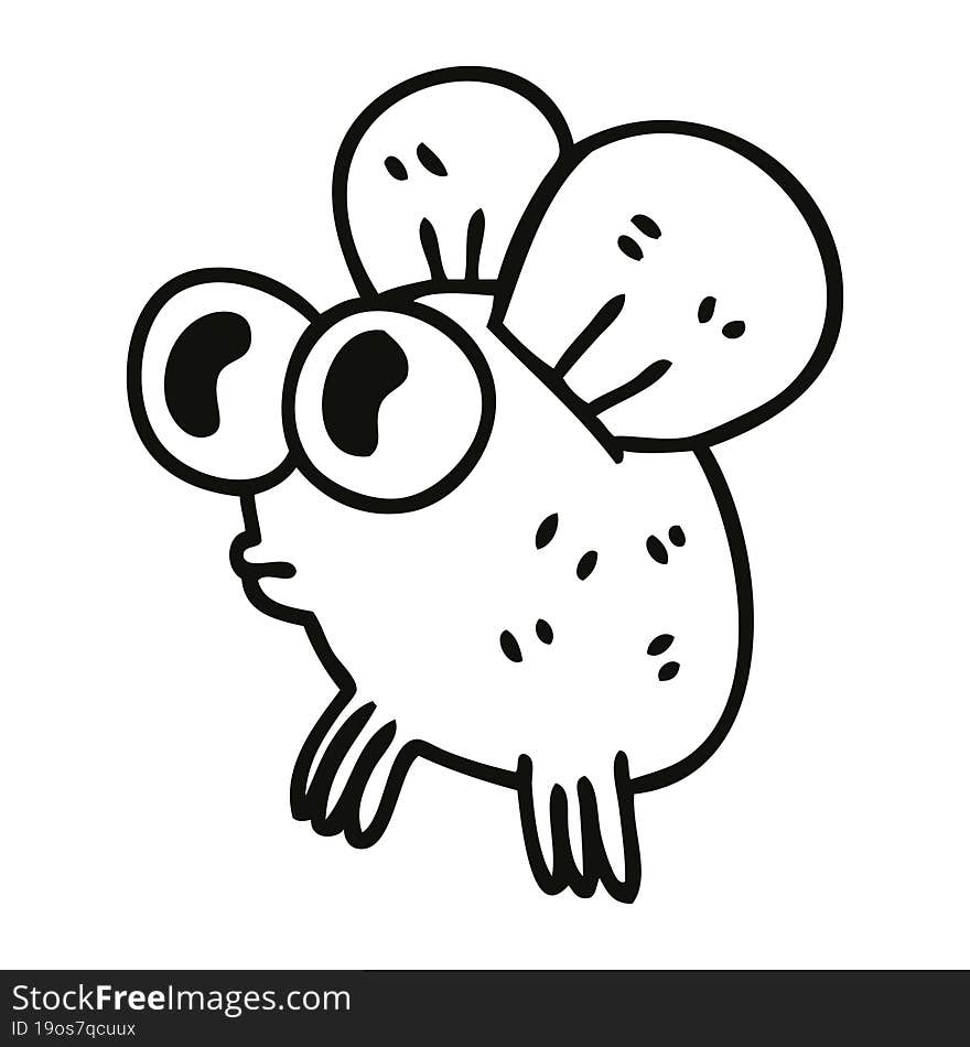 line drawing quirky cartoon fly. line drawing quirky cartoon fly