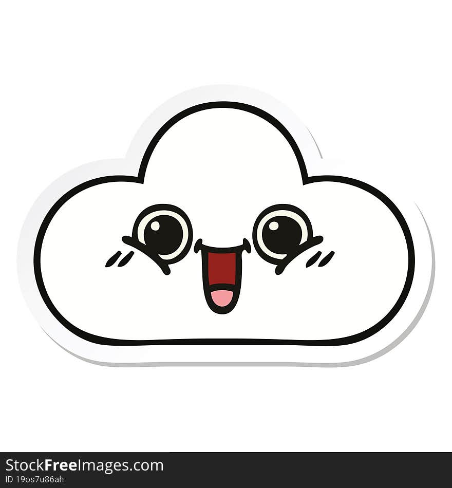 sticker of a cute cartoon cloud