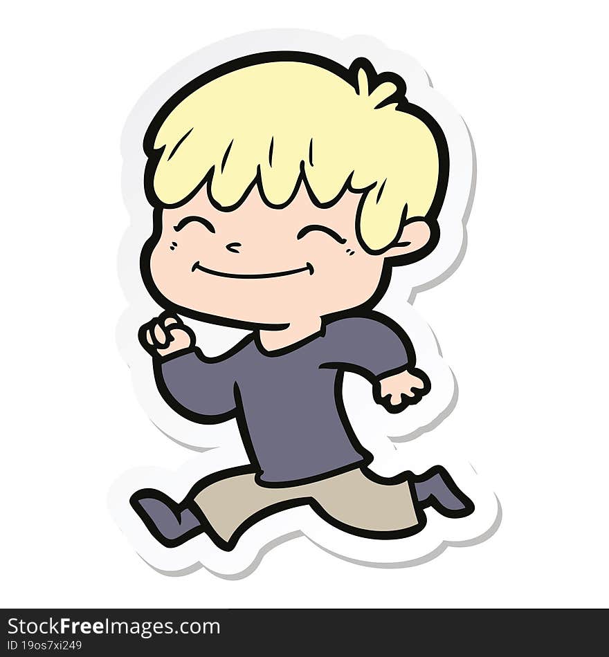 sticker of a cartoon happy boy